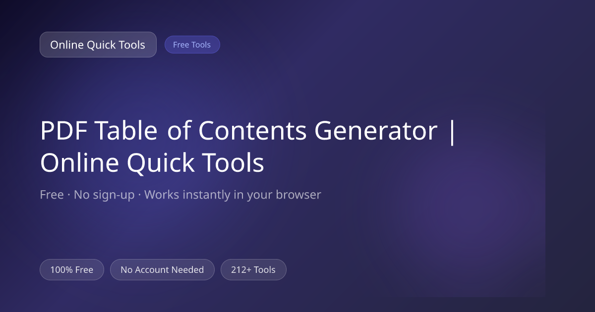 PDF Table of Contents Generator | Online Quick Tools